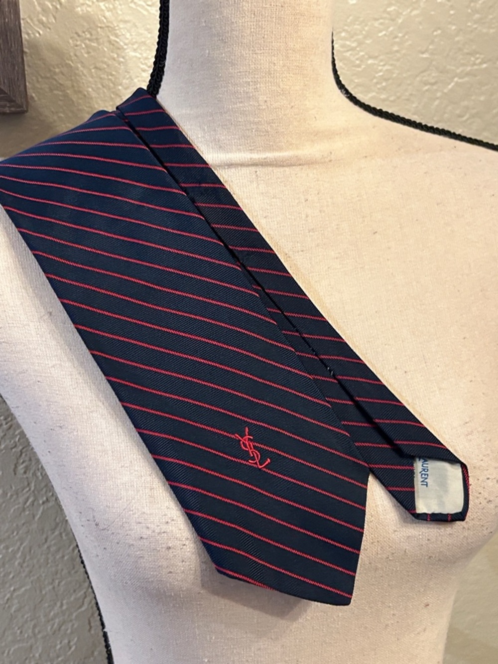 Vintage Yves Saint Laurent Silk Striped Tie